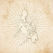 菲律宾地图在复古风格-旧纹理纸