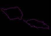 萨摩亚的霓虹地图，以黑色为背景