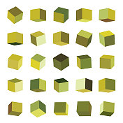 矢量三维立方体盒图标模型集合