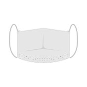 医用和COVID-19冠状病毒口罩图标。白色背景下的工业防护和面部污染口罩矢量设计。