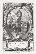 蒙特祖玛二世(c.1465-1520)，阿兹特克皇帝，木刻，出版于1888年
