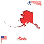 美国剪纸州图:阿拉斯加