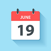 6月19日-日日历图标在平面设计风格