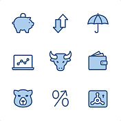 股票市场-像素完美的蓝色图标