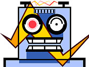 有趣的卡通插图-疯狂的机器人。