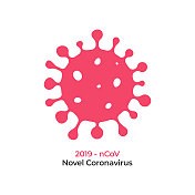 白色背景上的冠状病毒细胞图标向量设计。