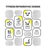 信息图表设计模板与健身关键字和图标