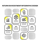 信息图表设计模板与投资回报关键字和图标