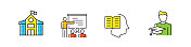教育和学校相关的矢量线图标。大纲符号集合。 教育和学校相关的矢量线图标。大纲符号集合。