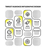 信息图表设计模板与目标受众的关键字和图标