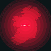 爱尔兰绘制2019冠状病毒病蔓延地图。冠状病毒爆发