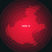 威尼托与COVID-19传播的地图。冠状病毒爆发