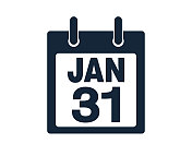 1月31日日历图标股票矢量插图