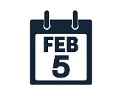 2月5日日历图标股票矢量插图