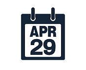 4月29日日历图标股票矢量插图