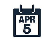4月5日日历图标股票矢量插图