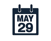 5月29日日历图标股票矢量插图