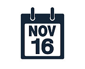 11月16日日历图标股票矢量插图