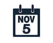 11月5日日历图标股票矢量插图