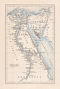 罗马帝国时期的埃及地图，印刷版，1893年出版