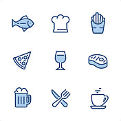 餐厅和食物-像素完美的蓝色图标