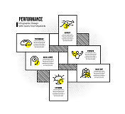 信息图表设计模板与性能关键字和图标