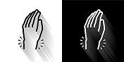 手痛黑色和白色图标与长影子 手痛黑色和白色图标与长影子