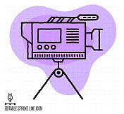 电影导演矢量可编辑线插图