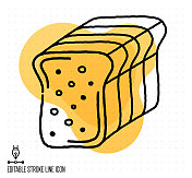 面包和黄油矢量可编辑线插图