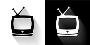 电视黑白图标与长影子
