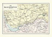 19世纪曼彻斯特运河的古老地图