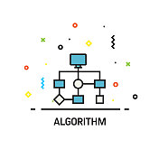 人工智能-算法相关的图标。矢量图的符号