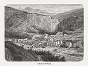 法国史观Amélie-les-Bains-Palalda,木刻,1893年出版 法国史观Amélie-les-Bains-Palalda,木刻,1893年出版