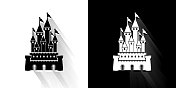 城堡黑白图标与长影子