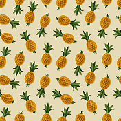 菠萝无缝模式。水果图案，纹理织物，壁纸，简约风格。