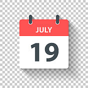 7月19日-日日历图标在平面设计风格