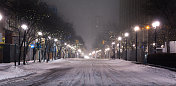 安大略汉密尔顿――冬天夜晚的国王街