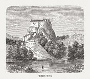 斯洛伐克的奥拉瓦城堡，木刻，1893年出版