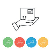 手握箱物流交付和运输图标 手握箱物流交付和运输图标