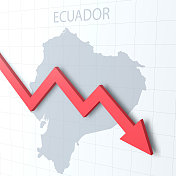 下落红色箭头与厄瓜多尔地图的背景