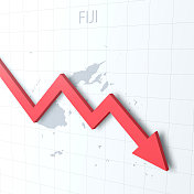 下落红色箭头与斐济地图的背景