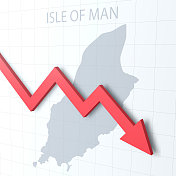下落的红色箭头与马恩岛地图的背景