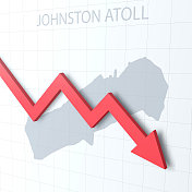 落下来的红色箭头，背景是约翰斯顿环礁地图