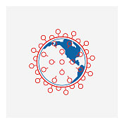 全球冠状病毒大流行的标志，冠状病毒传播概念