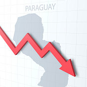 下落的红色箭头与巴拉圭地图的背景