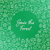 拯救森林-绿色能源和自然概念向量模式和抽象背景。