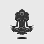 年轻的成年妇女做瑜伽剪影插图 年轻的成年妇女做瑜伽剪影插图