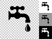 水水龙头图标在棋盘透明背景 水水龙头图标在棋盘透明背景