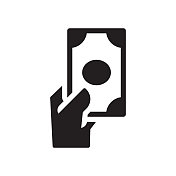 现金交付图标，矢量符号插图。