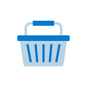 购物篮平面图标,矢量符号插图。 购物篮平面图标,矢量符号插图。